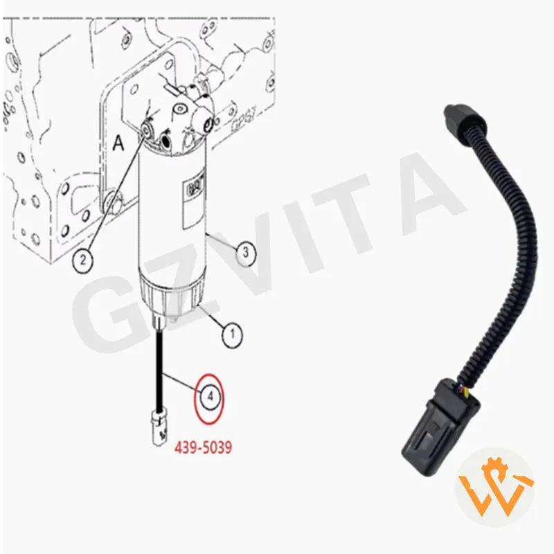 Custom Construction Machinery Parts Oil Water Separator Sensor 439-5039 4395039 for CAT E320GC E323GC E330GC E336GC Excavator Parts Suppliers, Product
