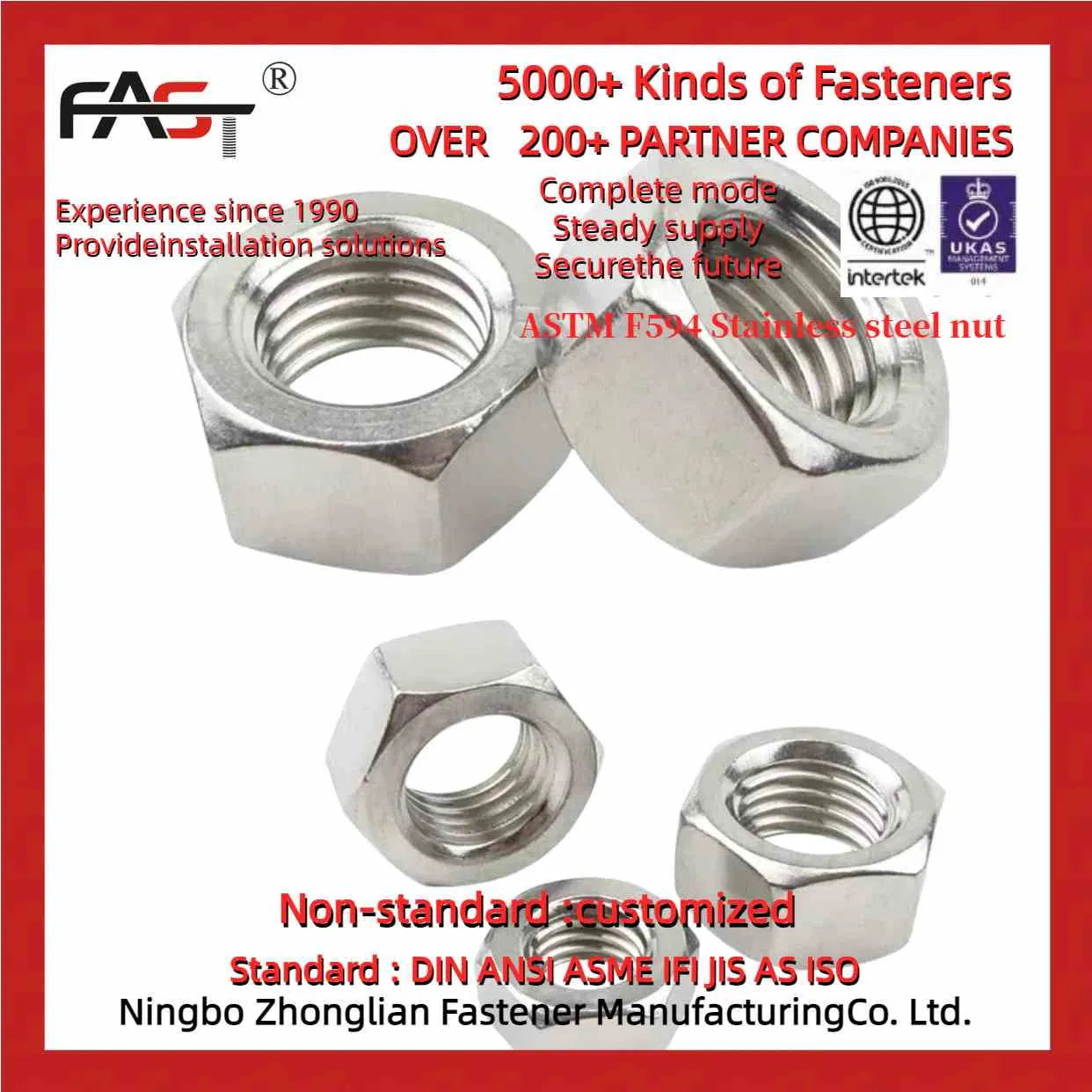 Marine-Grade ASTM F594 Ss Nut - Resistant to Saltwater Corrosion