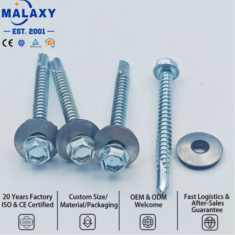 Malaxy in Stock Fast Shipping Zinc-Plated Weather-Proof Hex Washer Head Self-Drilling Screws