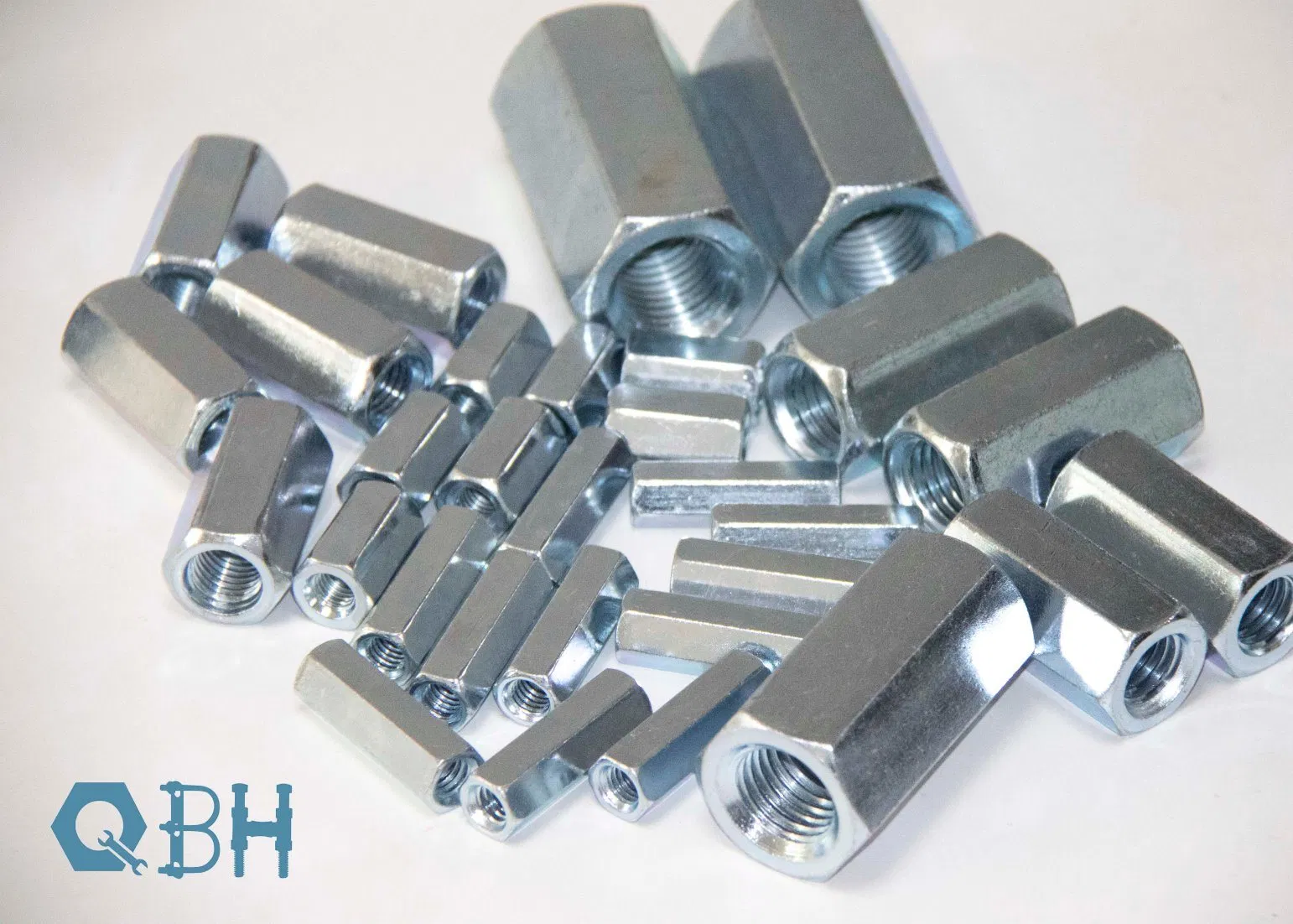 Qbh DIN6334 Customized OEM ODM Double Thread Long Hex Nut Construction Building Materials Connector Coupling Joint Nut Internal Threaded Fasteners