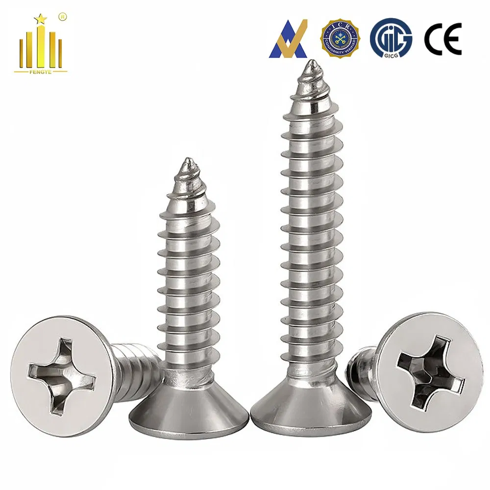SS304 Self Tapping Screws Flat Head Weather Proof for Exterior Use