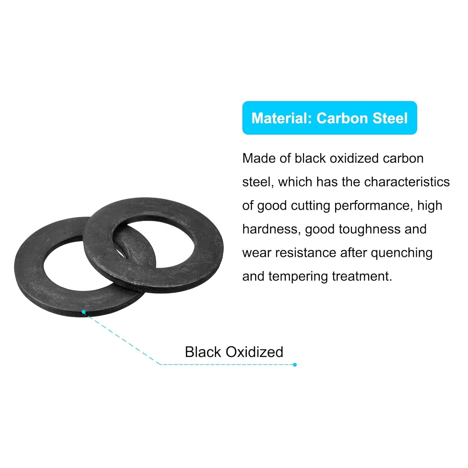Carbon Steel Flat Washer Fits M22 Bolts, Black Oxidized Grade 8.8 Alloy Steel Fasteners