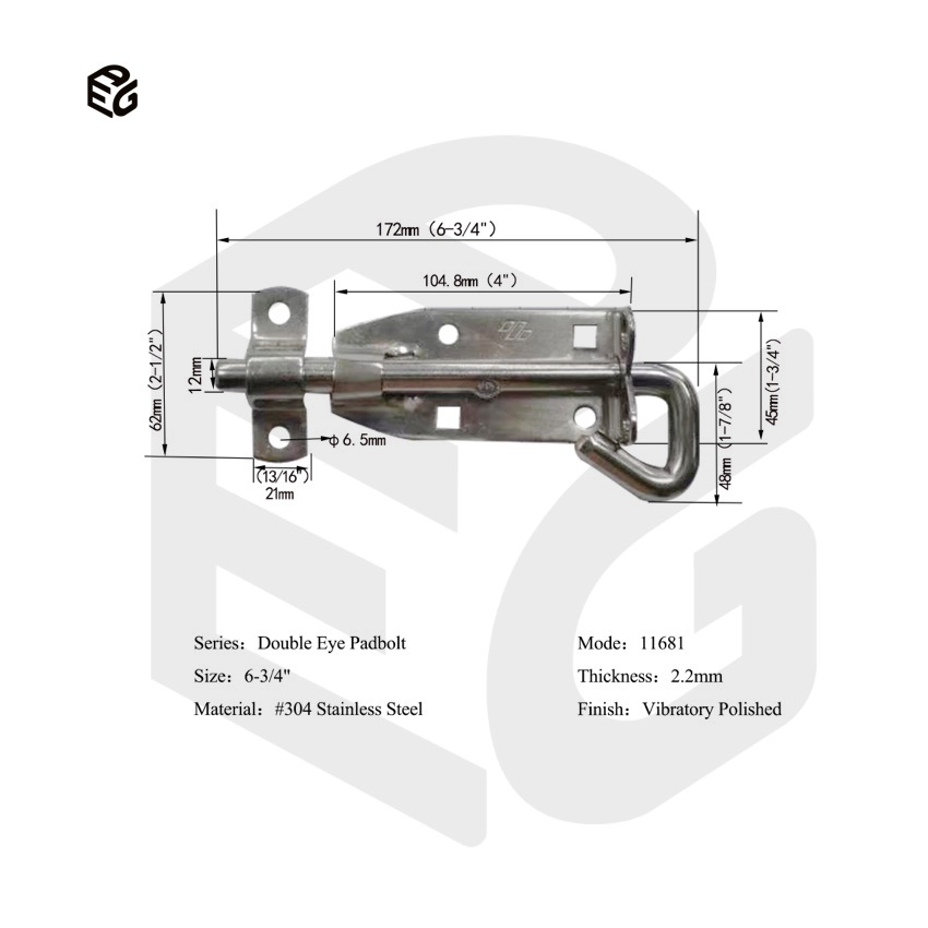 Weatherproof 6" Single Eye Gate Bolt with Zinc Finish for Outdoor Fences, Gates