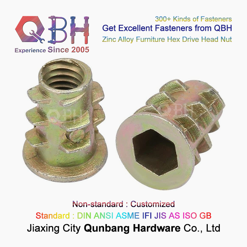 Qbh OEM ODM Customized Socket Exterior Tooth Wood Furniture D Type/DIN914 DIN916 Conehead Cone Head / Cup Flat Point Embedded Nut Fastener