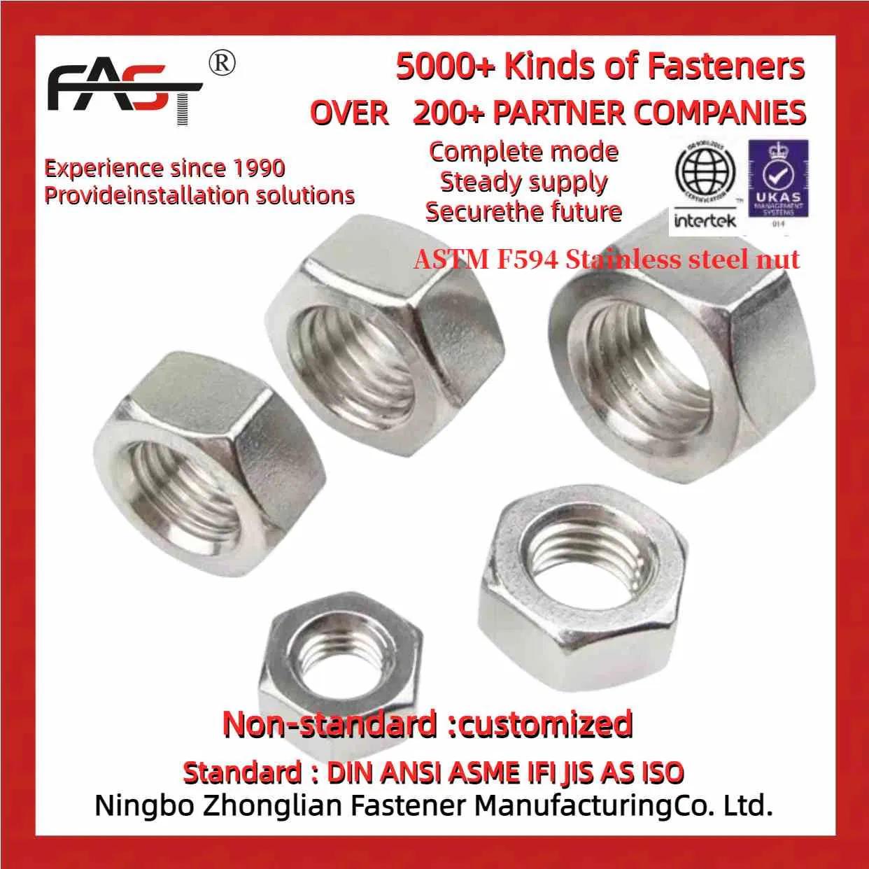 Marine-Grade ASTM F594 Ss Nut - Resistant to Saltwater Corrosion