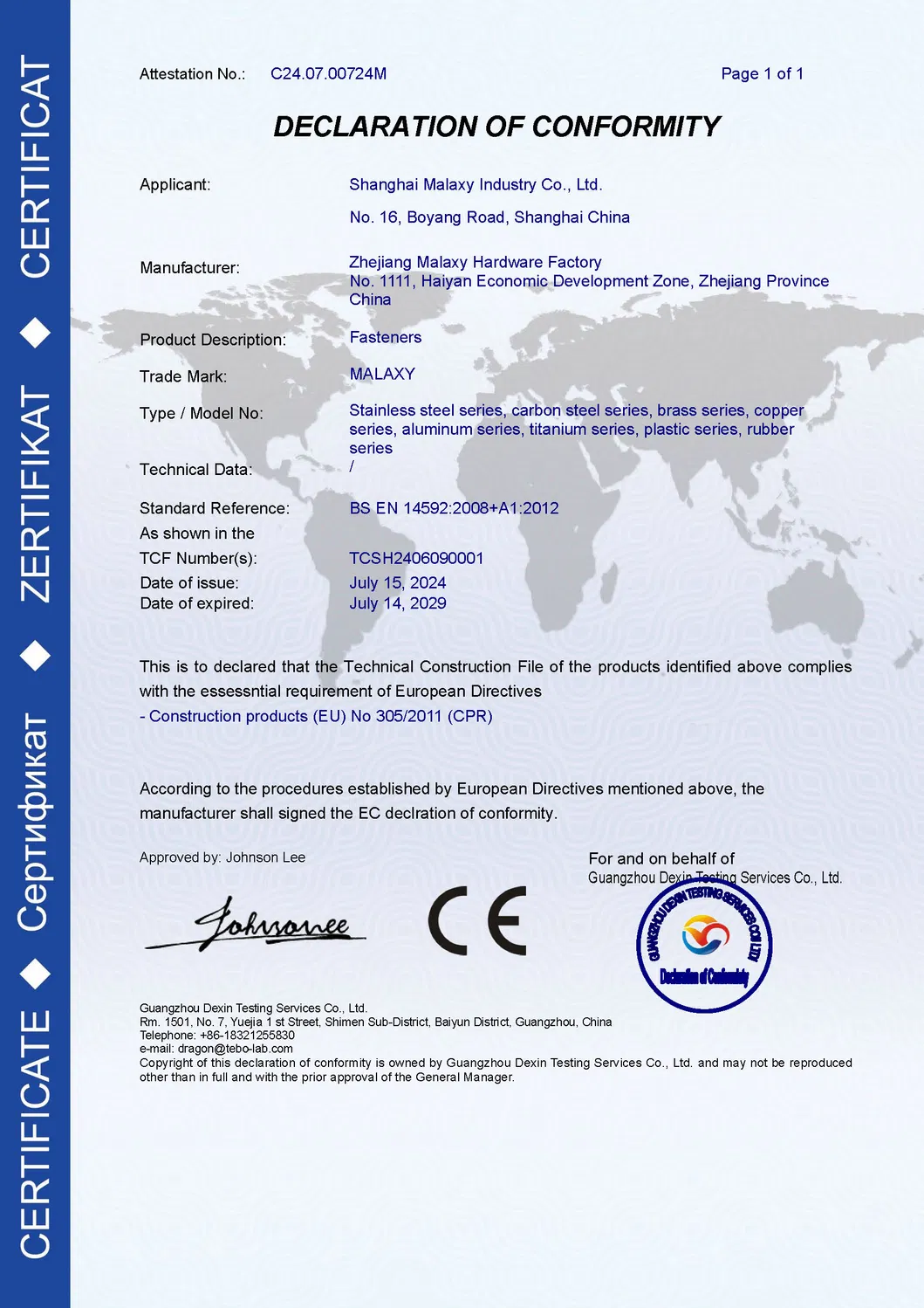 CE Certificate