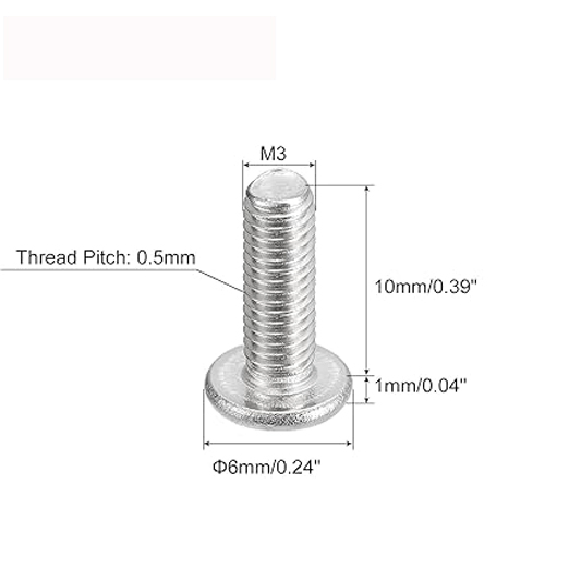 100PCS Packed Flat Round Thin Head Screws 304 Stainless Steel Phillips Drive Machine Screws Hardware Fastener for Industrial Application