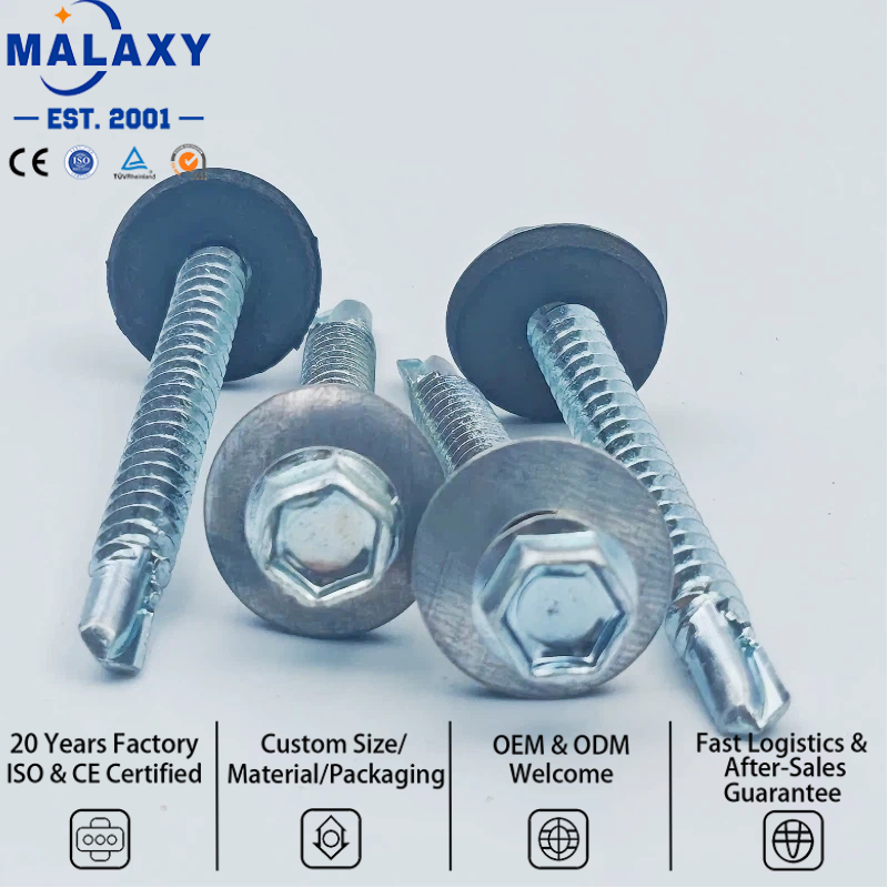 Malaxy in Stock Fast Shipping Zinc-Plated Weather-Proof Hex Washer Head Self-Drilling Screws