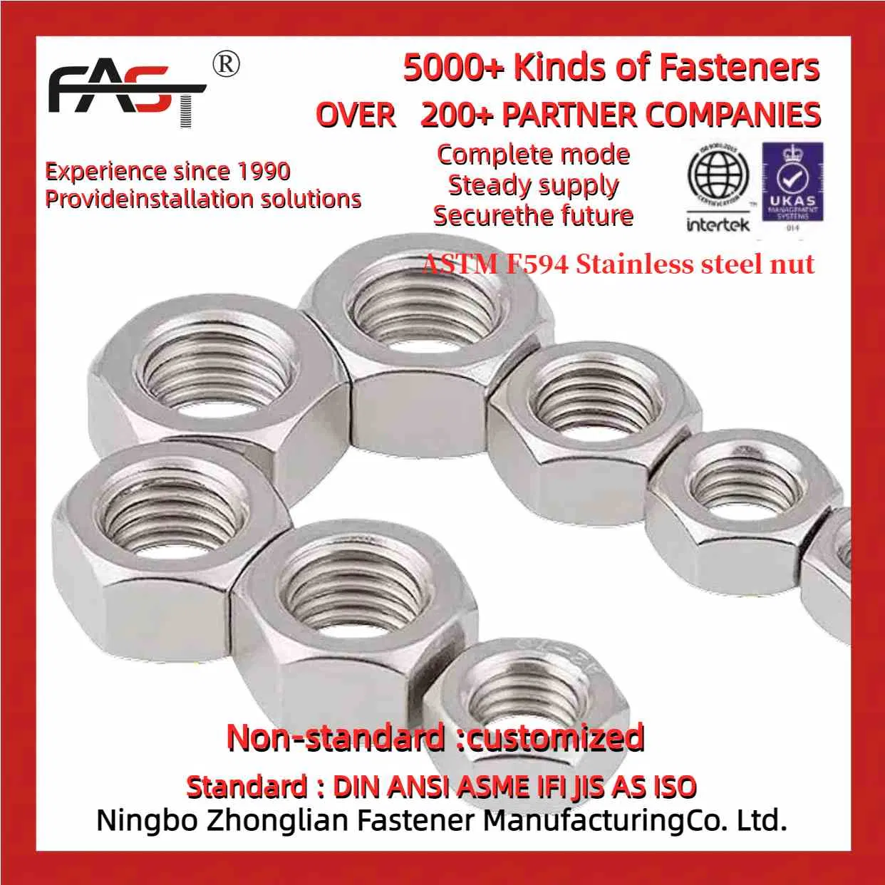 Marine-Grade ASTM F594 Ss Nut - Resistant to Saltwater Corrosion