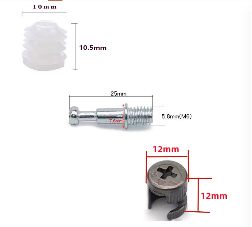 Furniture Eccentric Wheel Three in One Connector Wardrobe Hardware Bed Wood Panel Accessories Screws Mother Cabinet Door Fasteners Fixing