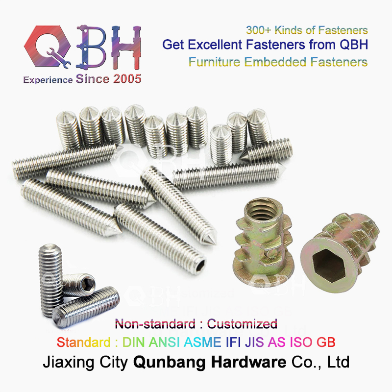 Qbh OEM ODM Customized Socket Exterior Tooth Wood Furniture D Type/DIN914 DIN916 Conehead Cone Head / Cup Flat Point Embedded Nut Fastener