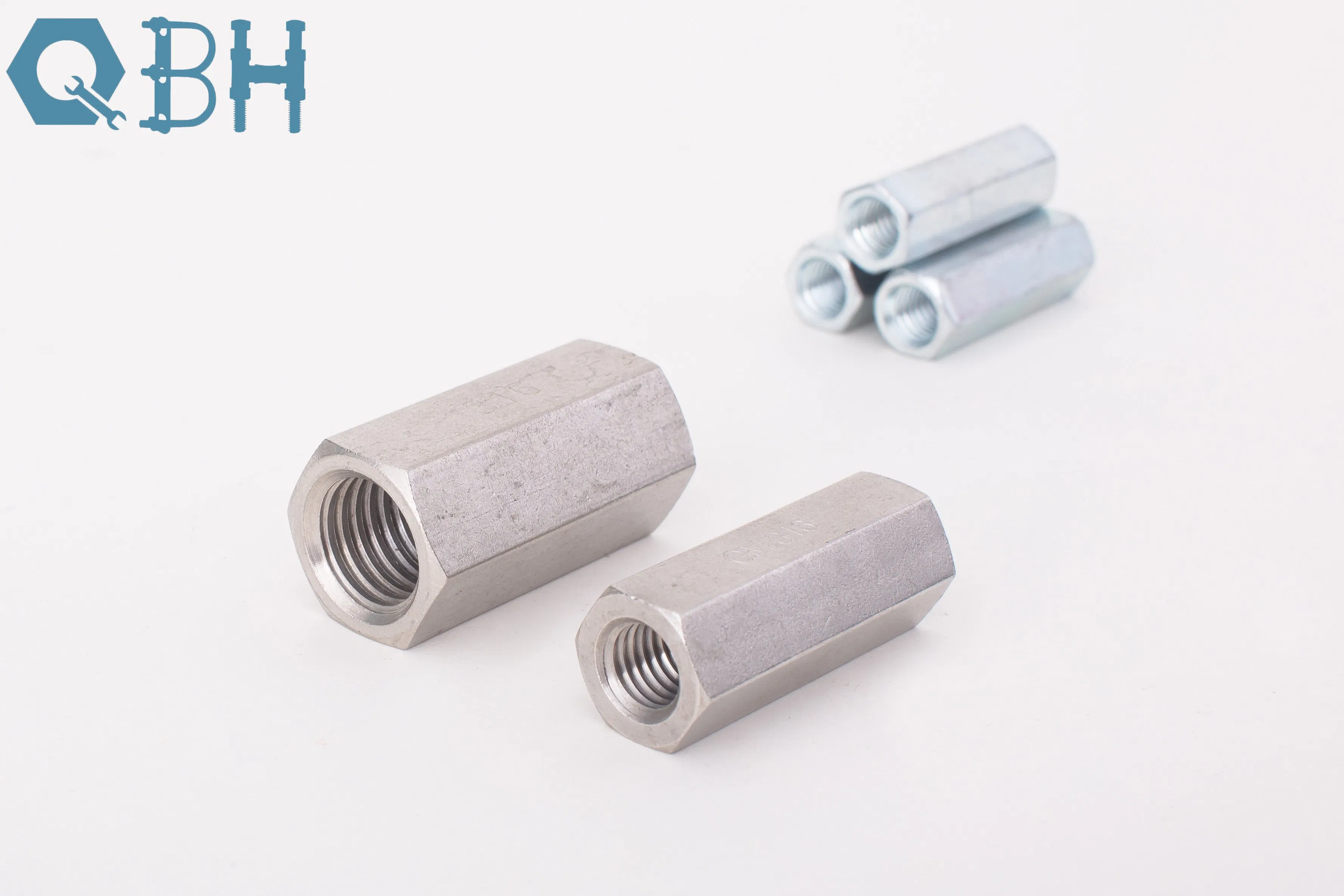 Qbh DIN6334 Customized OEM ODM Double Thread Long Hex Nut Construction Building Materials Connector Coupling Joint Nut Internal Threaded Fasteners