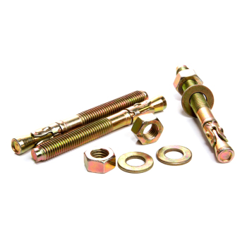 M10X95 Wedge Anchor Through Bolt Concrete Fastener Carbon Steel Yellow Zinc Galvanization China Manufacturer