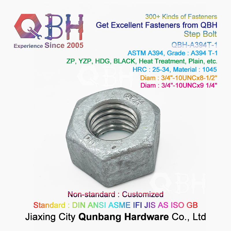 Qbh Customized ASTM A394 Knurled Substations Steel Communication Electrical Transmission Tower Reinforcement Step Bolt Nut External/Internal Threaded Fasteners