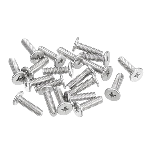 100PCS Packed Flat Round Thin Head Screws 304 Stainless Steel Phillips Drive Machine Screws Hardware Fastener for Industrial Application