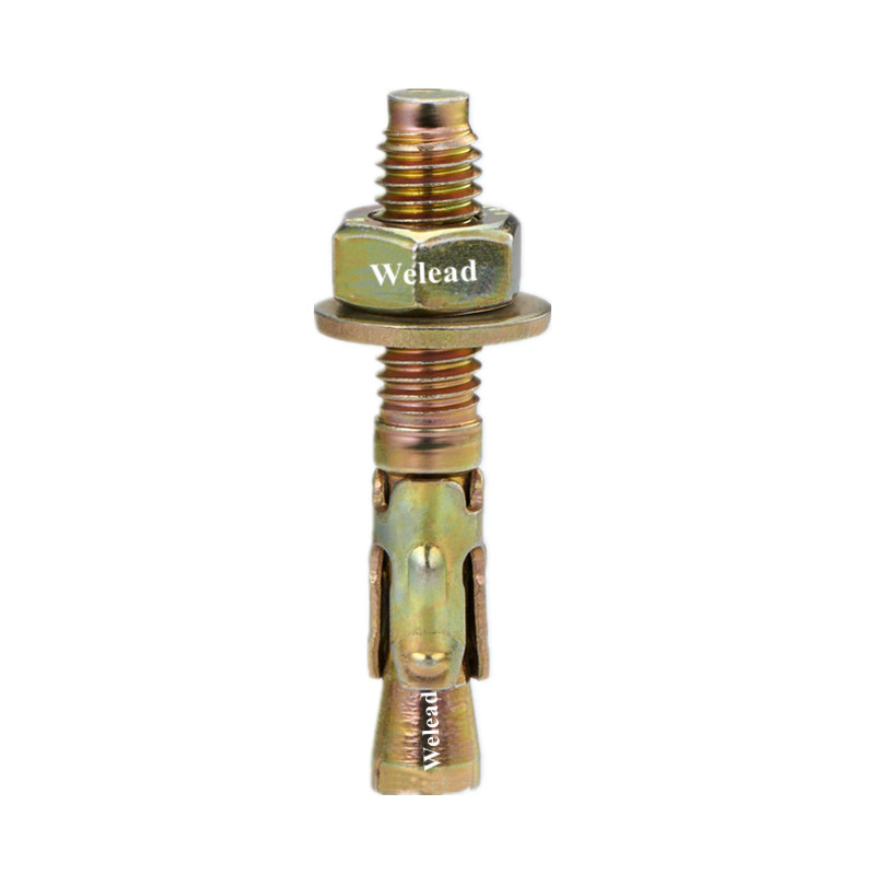 M10X95 Wedge Anchor Through Bolt Concrete Fastener Carbon Steel Yellow Zinc Galvanization China Manufacturer