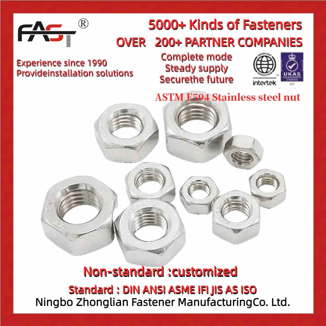 Marine-Grade ASTM F594 Ss Nut - Resistant to Saltwater Corrosion