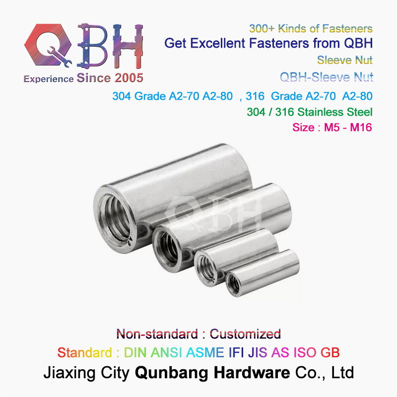 Qbh Standard Customized Inner Female Thread Hole Long Short Barrel Sleeve Nut Furniture Fastener