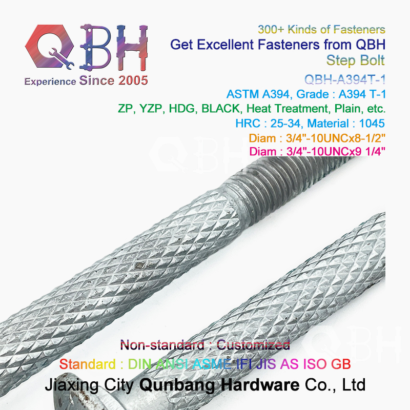 Qbh Customized ASTM A394 Knurled Substations Steel Communication Electrical Transmission Tower Reinforcement Step Bolt Nut External/Internal Threaded Fasteners