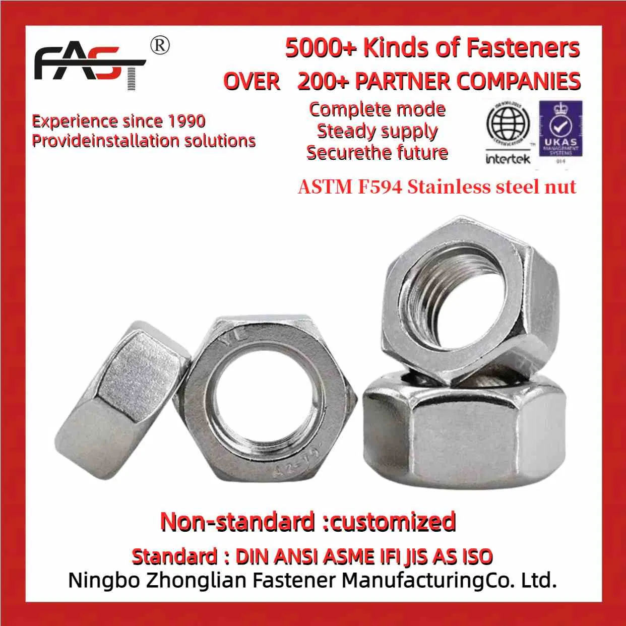 Marine-Grade ASTM F594 Ss Nut - Resistant to Saltwater Corrosion