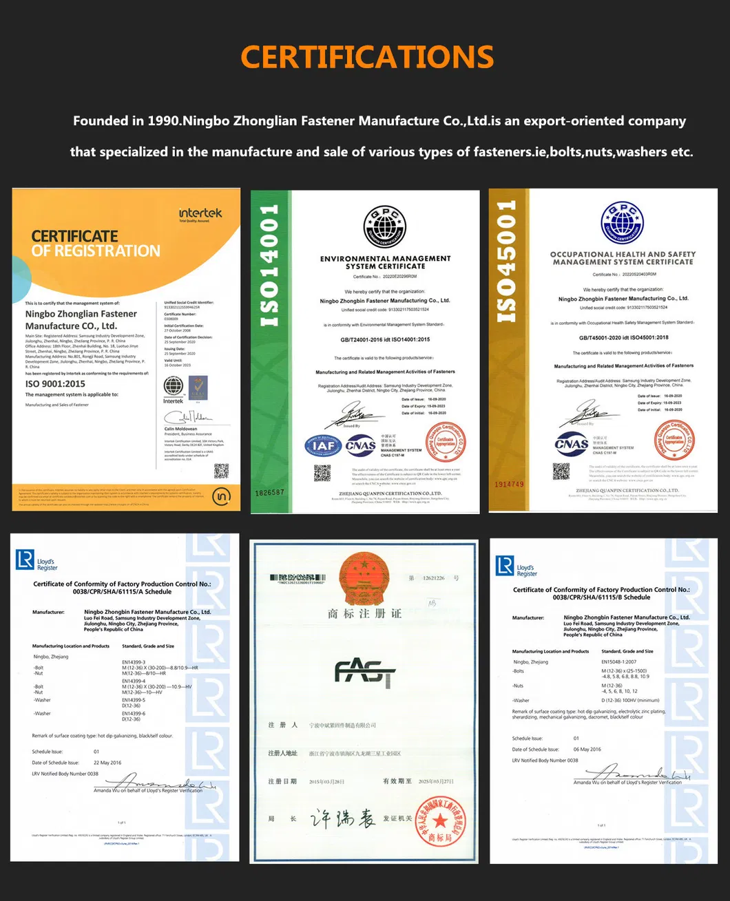 Quality Certifications