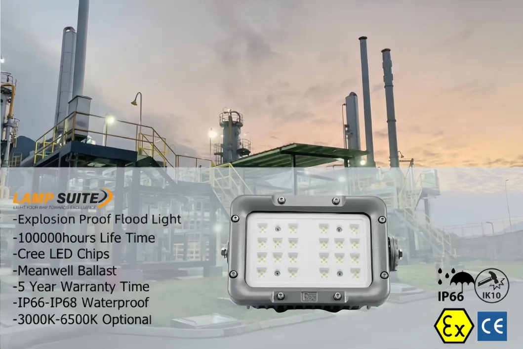 Luz de Inundação LED Antiexplosão ATEX para Túneis de Engenharia Subterrânea 100W 150W 200W