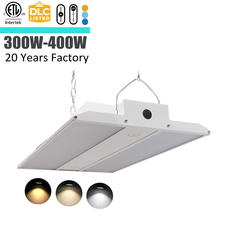 3 CCT 3 Fitting de Alta Baía Linear LED com Potência Ajustável 100W 300W 400 Luzes de Armazém Watt Montagem na Parede 170lm/W 200lm/W Luminárias LED de Alto Lúmen SAA ETL Bis