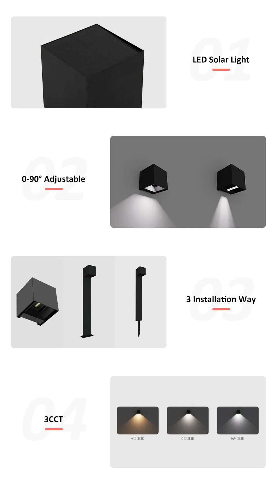 IP65 Lâmpada de Economia de Energia para Exterior 300lm600lm Luz Solar com Sensor de Movimento