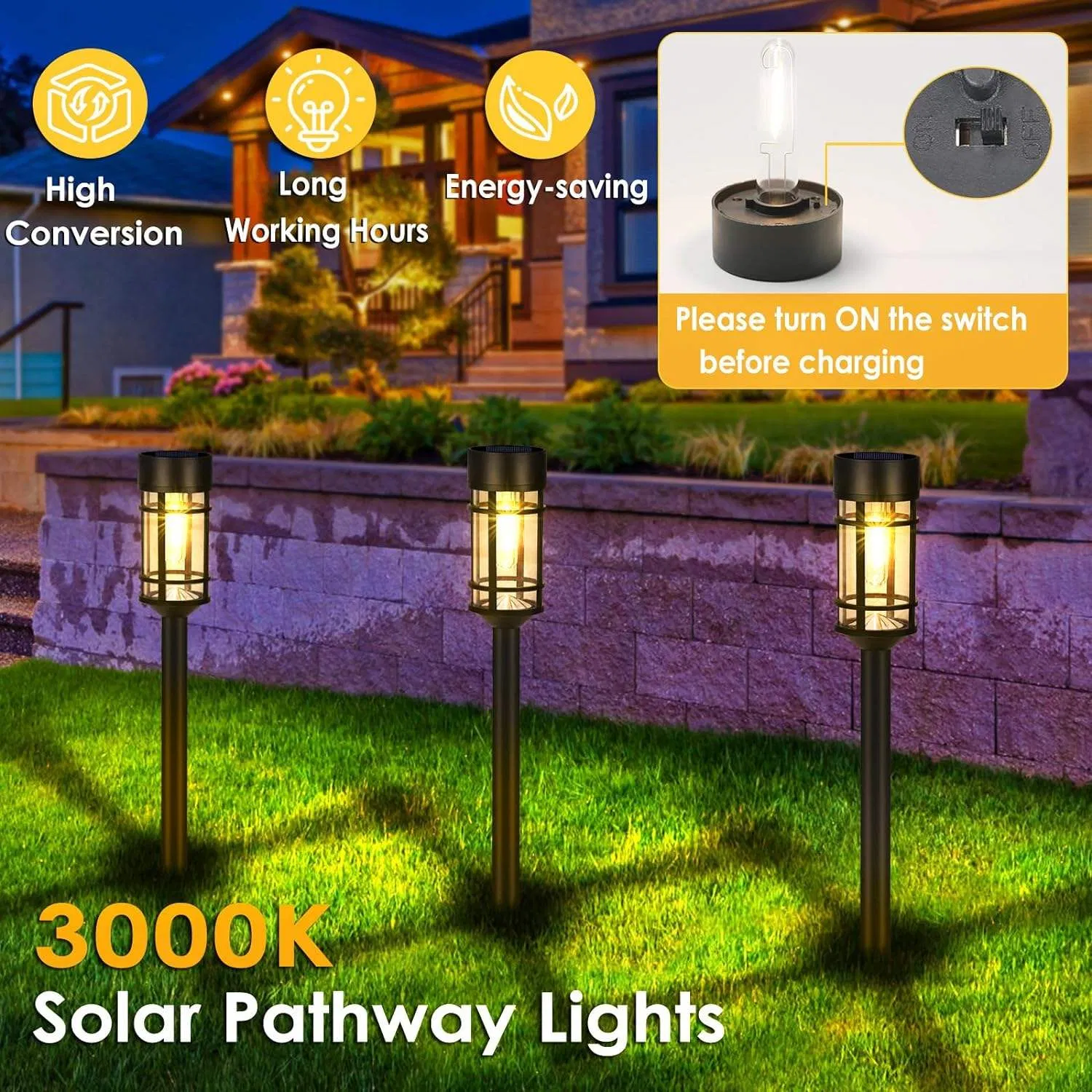 Luzes de Rua de Velas Solares Sem Chama para Casamentos, Dia dos Namorados, Natal e Jardim