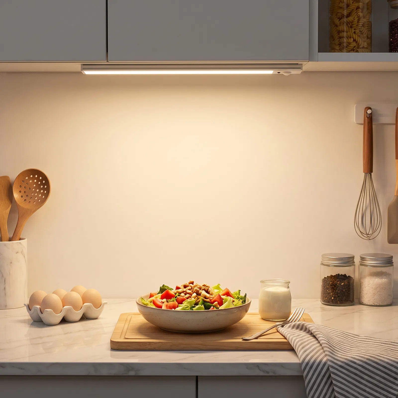 Iluminação de Armário Sob a Prateleira Dimmable LED com Sensor de Movimento Recarregável Colorido Ultra Fina para Cozinha 5V USB 5
