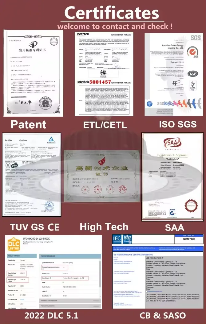 Certificados LED UFO Highbay