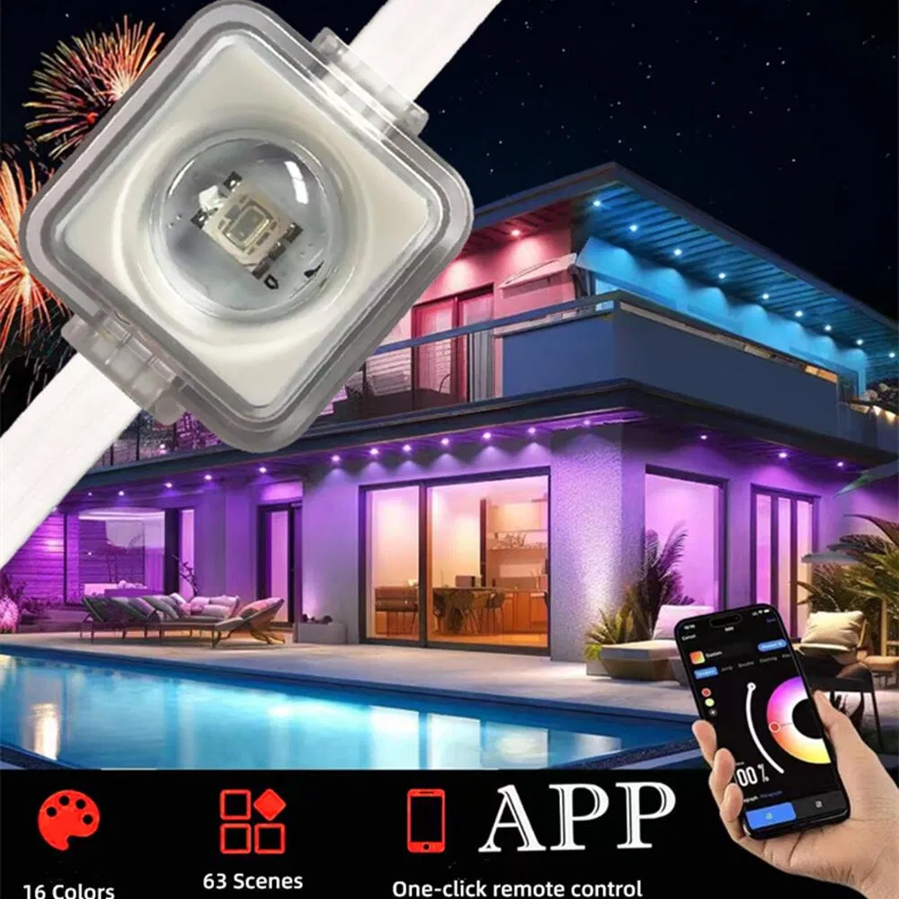 Iluminação de Natal Decorativa com Controle por APP RGB IP68 Luzes de Cordão de LED Pixel à Prova d'Água 30/60LEDs Paisagem RGBW com Eaves Mudáveis