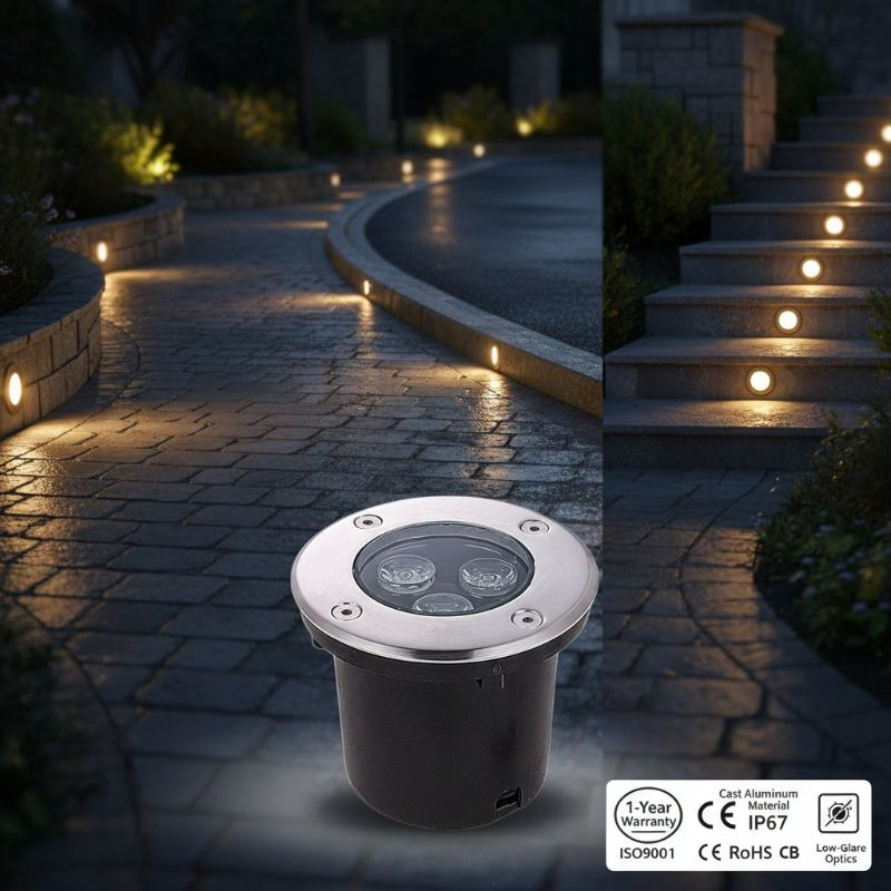 3W À prova d'água IP67 Luz RGB embutida subterrânea LED para paisagismo ao ar livre, caminho e ponto de luz