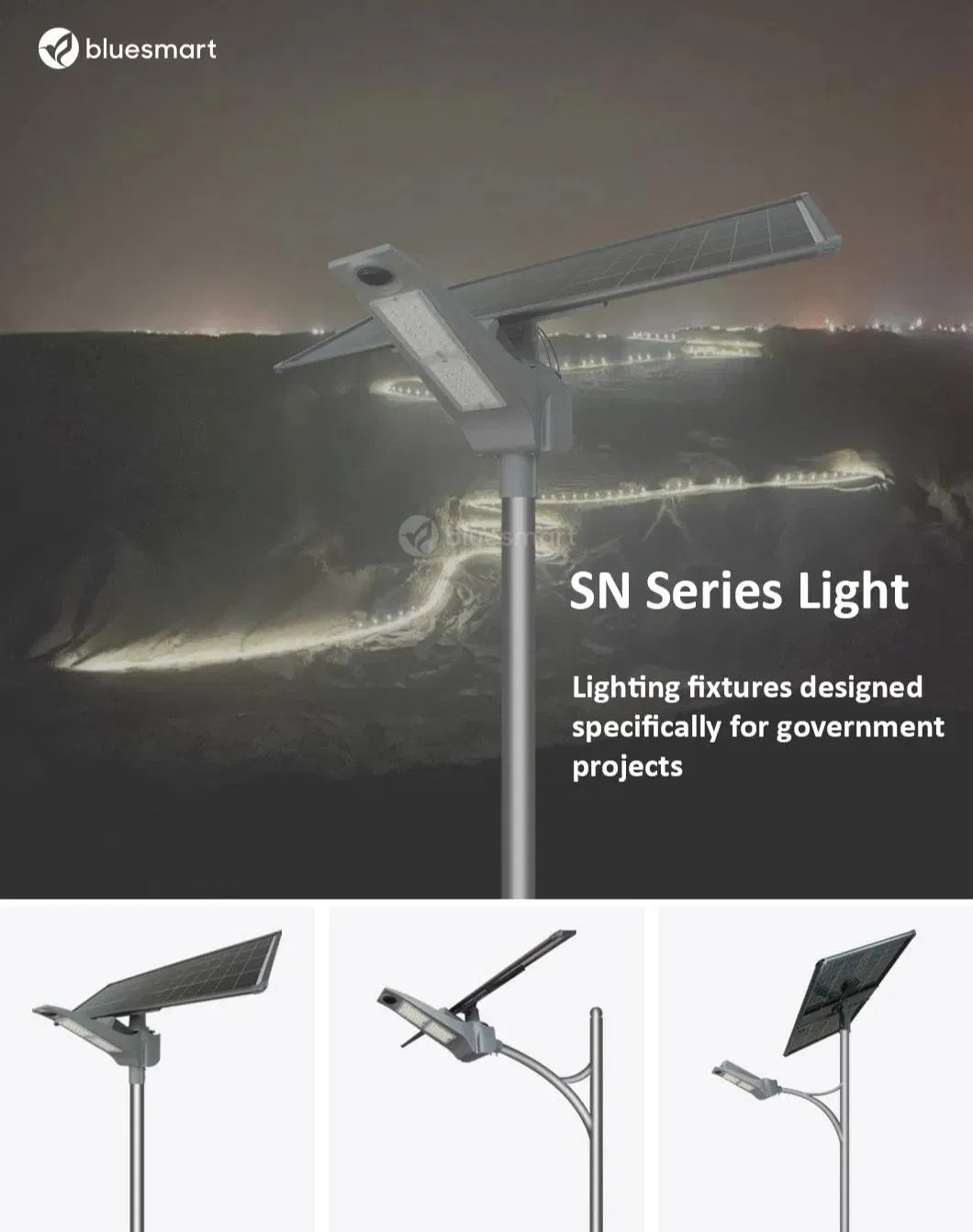 Fábrica 40W Luz de Rua LED Solar com Sensor de Movimento Integrado para Estradas Municipais e Áreas Rurais