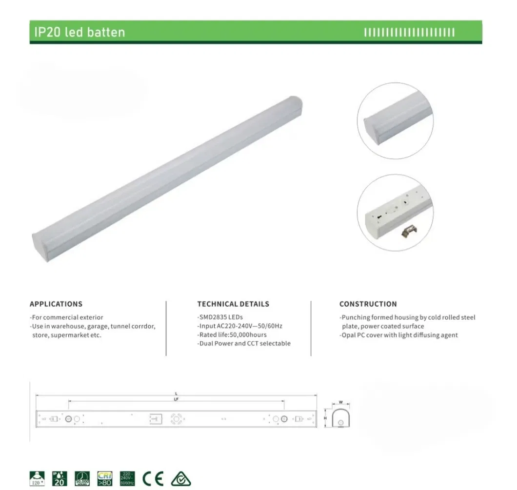 Venda Direta Estilo Moderno Luz Linear LED Dimerizável Sem Flicker para Escritório Arquitetônico