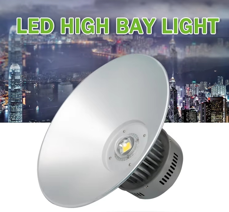 Luzes de alta bay LED COB com lente de PC e refletor, lâmpada suspensa de alumínio, iluminação industrial clássica para oficina