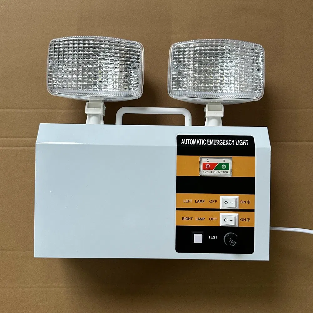 Luz de Emergência LED Recarregável de Dupla Cabeça Montada na Parede sem Manutenção