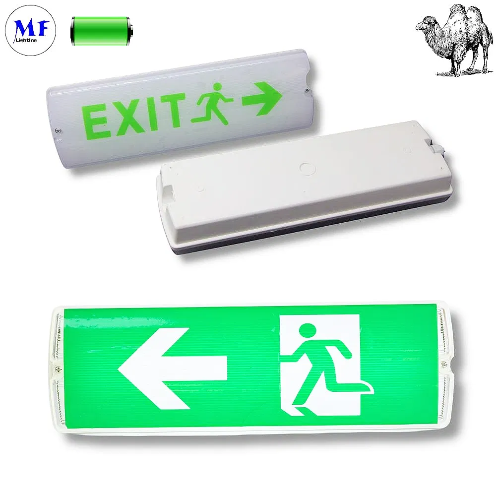 IP65 Luz de Segurança à Prova d'Água para Uso Interno e Externo 24hrs 8W 2835 Luz de Emergência LED com Indicador de Sinal de Saída Montada na Parede SMD para Estacionamento, Hotel, Escola, Escritório
