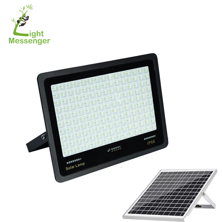 Mensageiro de Luz Melhor Venda Exterior IP66 Luz de Inundação Solar LED à Prova d'Água Lâmpada de Segurança Solar para Parede Jardim Lâmpada de Inundação Solar LED Sem Fios