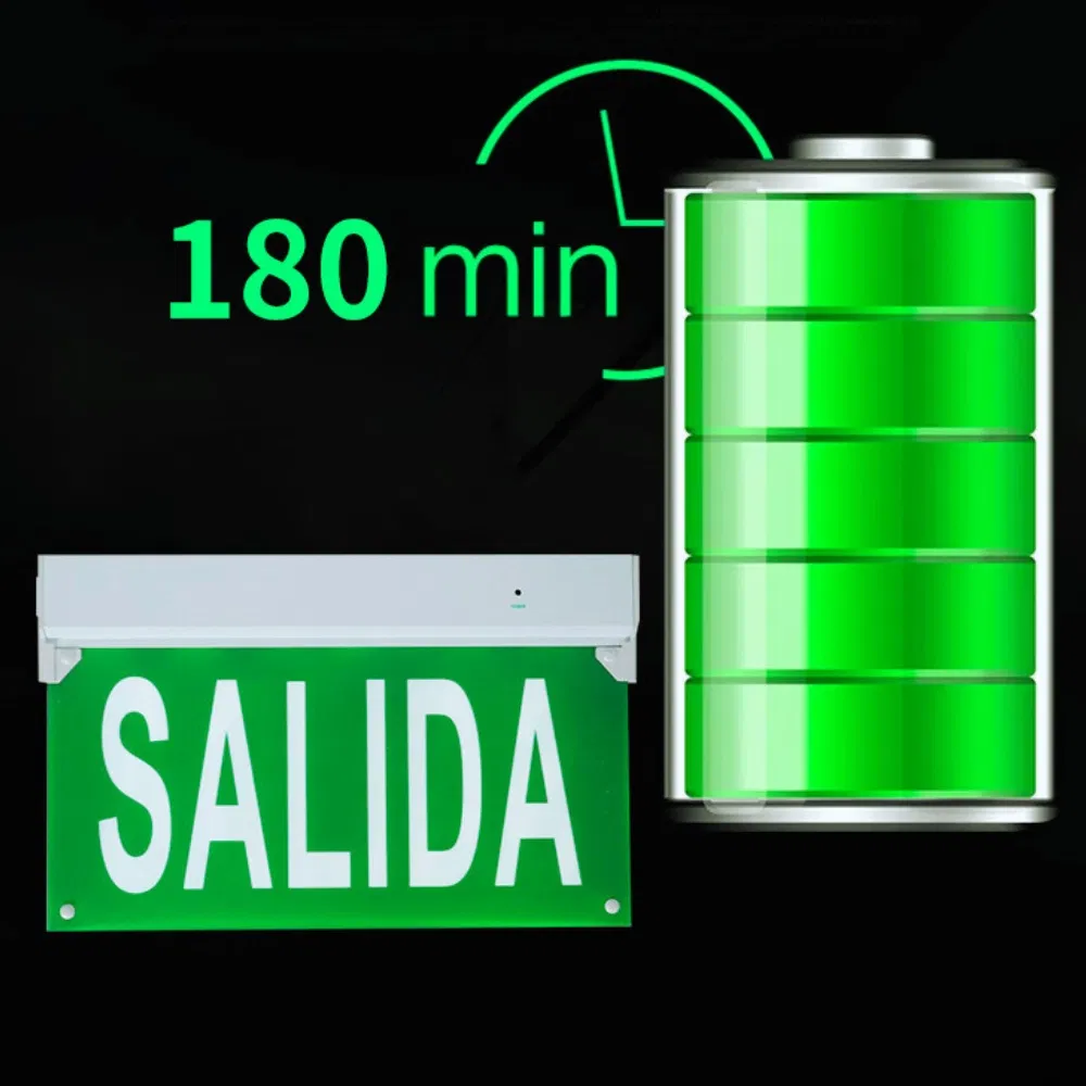 Luz de Emergência de Saída de Segurança com LED Recarga Personalizada para Montagem em Parede / Teto / Suspensa 3 Horas IP65 Acrílico ABS