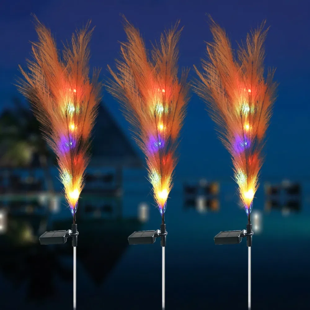 Grama Pampas Solar Durável Decorativa para Caminhos Paisagísticos com Luzes de Fibra Óptica Ci24775