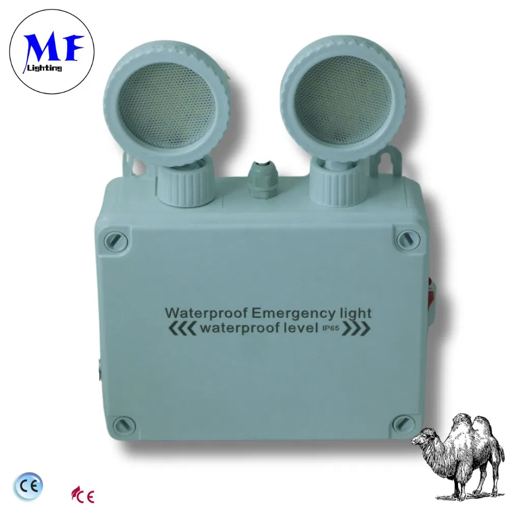 Preço de Fábrica IP65 AC85-265V Bateria de Lítio Ajustável Cabeça ABS Luz de Emergência de Duas Cabeças Luz de Emergência de Segurança Luz LED de Emergência de Saída