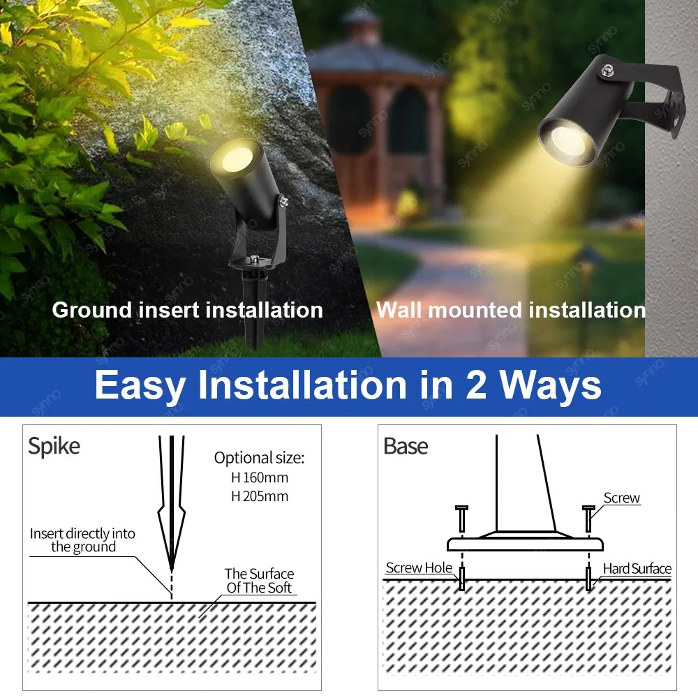 12V Jardim Paisagístico ao Ar Livre IP65 Luz LED RGB com Ângulo de Feixe Luz de Ponta