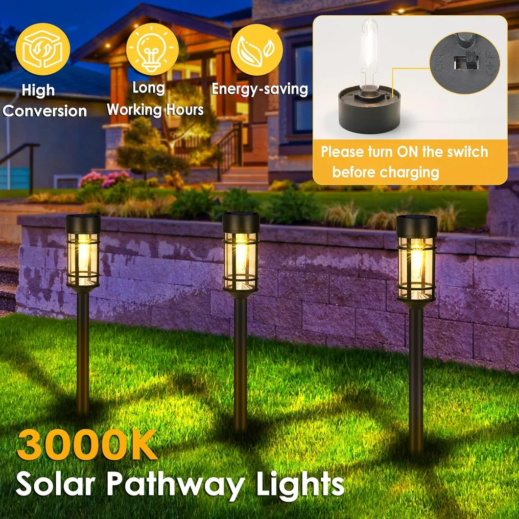 3500K Luz Solar LED Externa à Prova d'Água Luminária de Vidro para Jardim e Rua