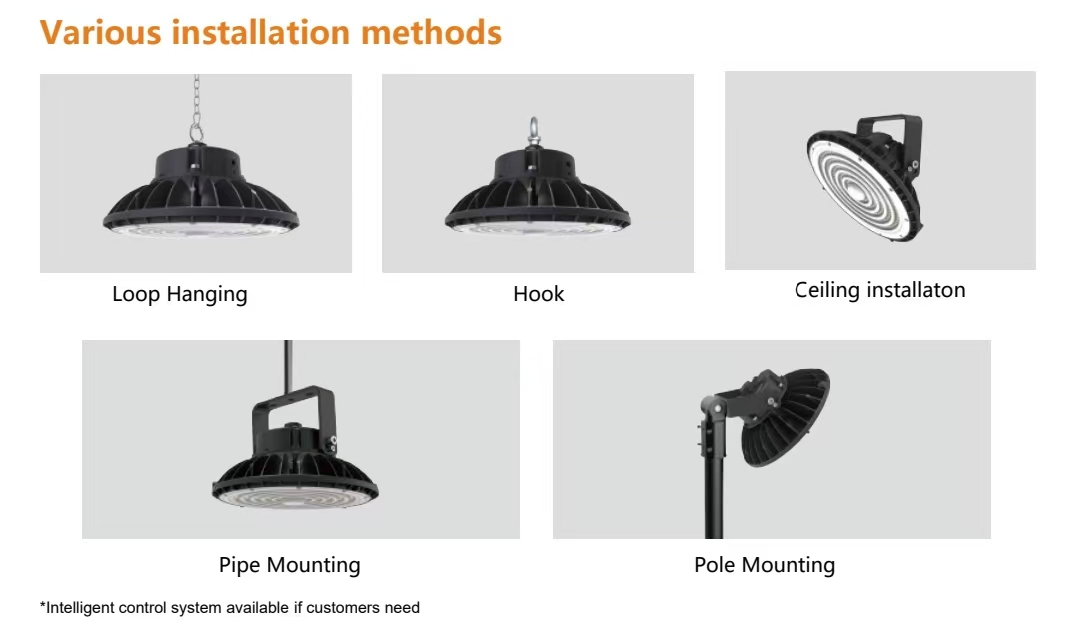 Iluminação Comercial Industrial 100W 150W 200W Lâmpada Highbay UFO LED de Alta Lúmens para Oficina e Armazém