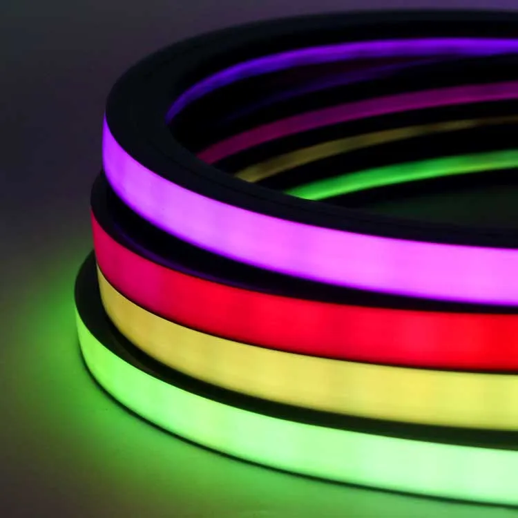 12V 24V Fita de Neon Flex LED RGB Endereçável IP65 Tubo de Silicone à Prova d'Água para Iluminação de Paisagens e Fachadas Externas