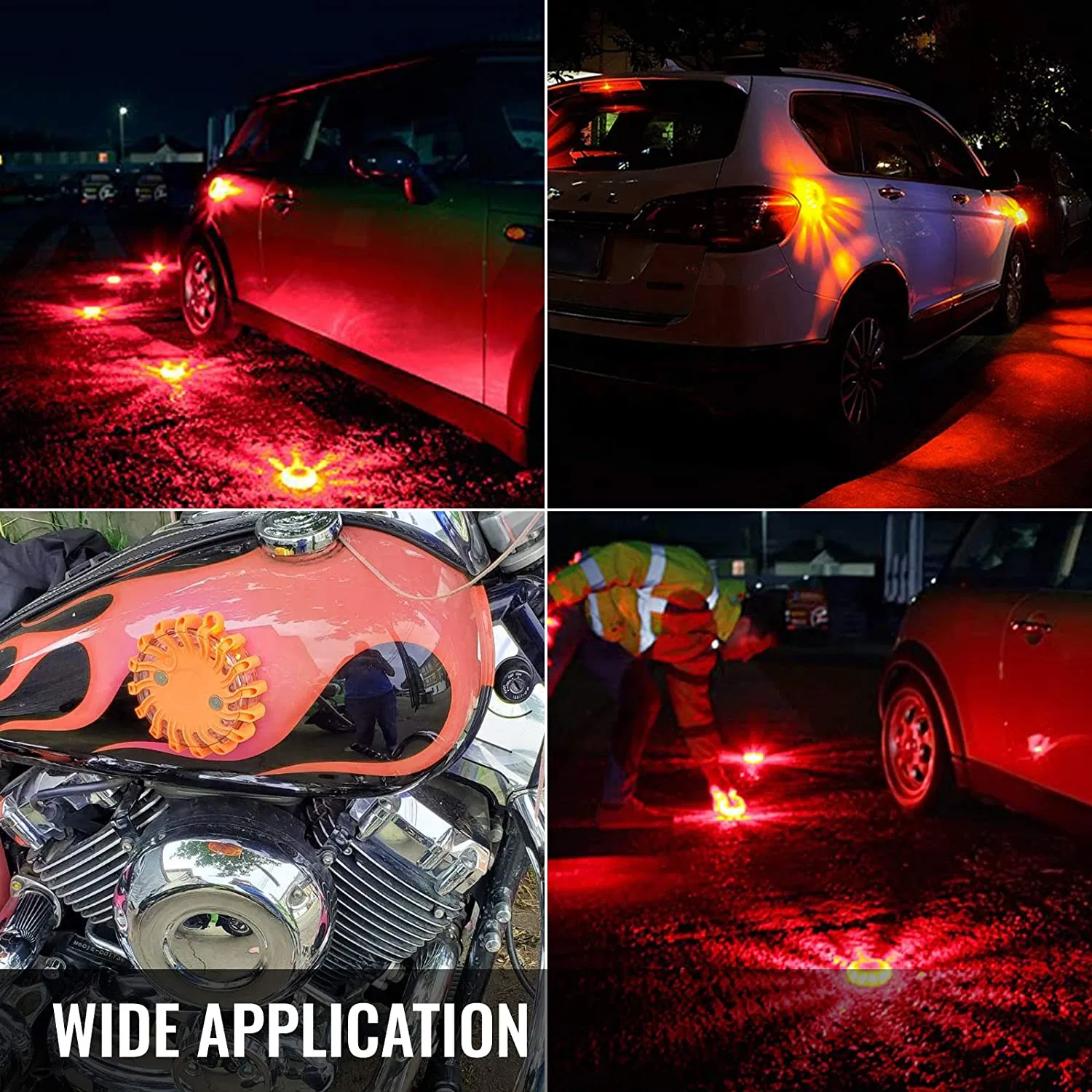 Kits de Segurança para Carro Recarregáveis 16 Luz de Sinalização LED Magnética de Emergência Piscante Luz LED Carregador de Parede USB Branco