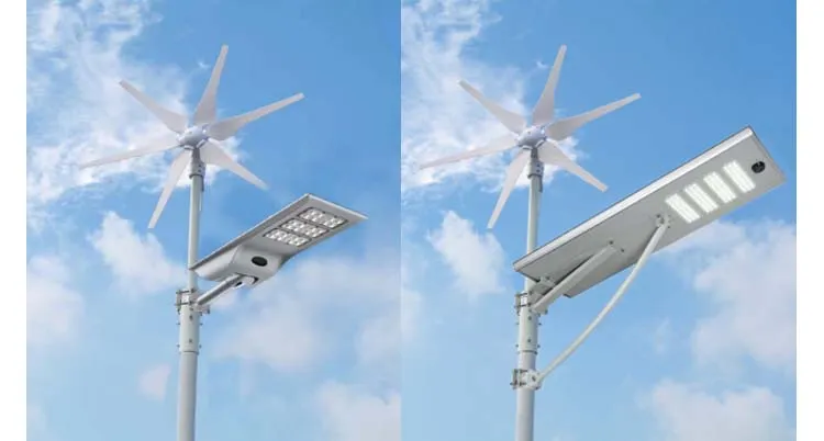 Luz de rua híbrida alimentada por solar e vento com sensor óptico durável para caminhos em vilas rurais