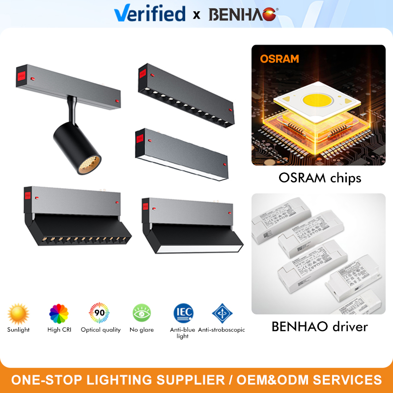 Luz de Teto Interna LED Inteligente para Casa Dimerizável 220V com Trilho Magnético e Luminária Linear com Foco Grilhado