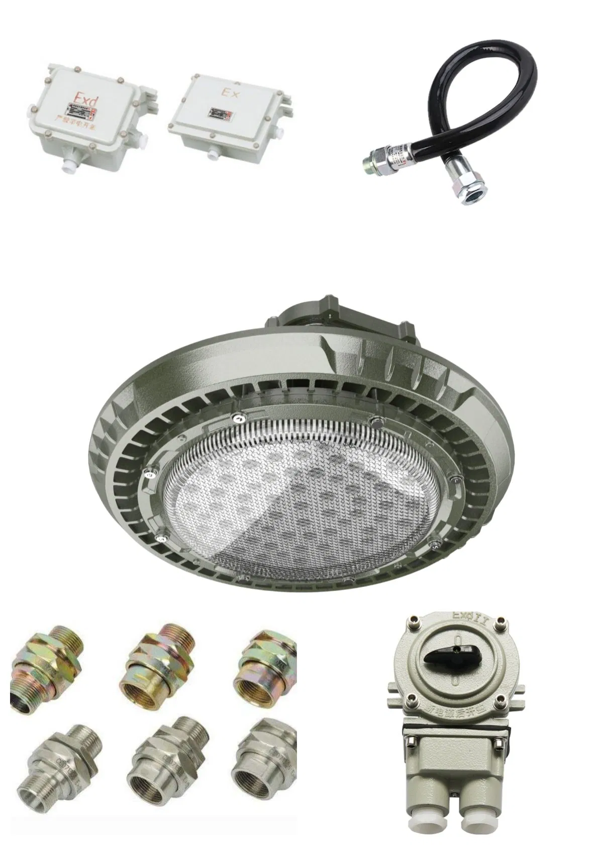 100W 120W 190W 200W IP66 Iluminação de Alta Baía LED à Prova de Explosão para Localizações Perigosas Luz de Alta Baía